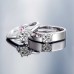 9351 Silver Plated White Gold Beautifully Wedding/Engagement Opening Couple Rings