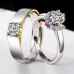 9351 Silver Plated White Gold Beautifully Wedding/Engagement Opening Couple Rings