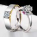 9351 Silver Plated White Gold Beautifully Wedding/Engagement Opening Couple Rings