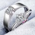 9351 Silver Plated White Gold Beautifully Wedding/Engagement Opening Couple Rings