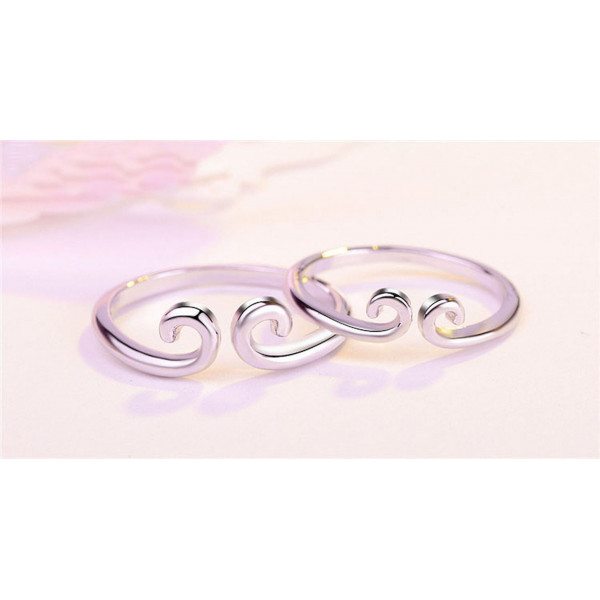 9358 His and Her Promise Rings, Couple Ring Set,925 Sterling Silver,Adjustable open ring