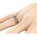 9360 Women's Gorgeous 2 PCS CZ Vintage Engagement Wedding Ring Set Lotus Flower Rose Gold Plated Two-tone Bridal Eternity Rings