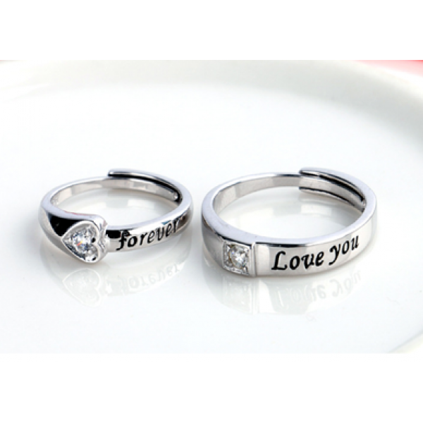 9288 Sterling Silver Love You Forever Couple Rings Adjustable Ring Best Gift 9288 Sterling Silver Love You Forever Couple Rings Adjustable Ring Best Gift