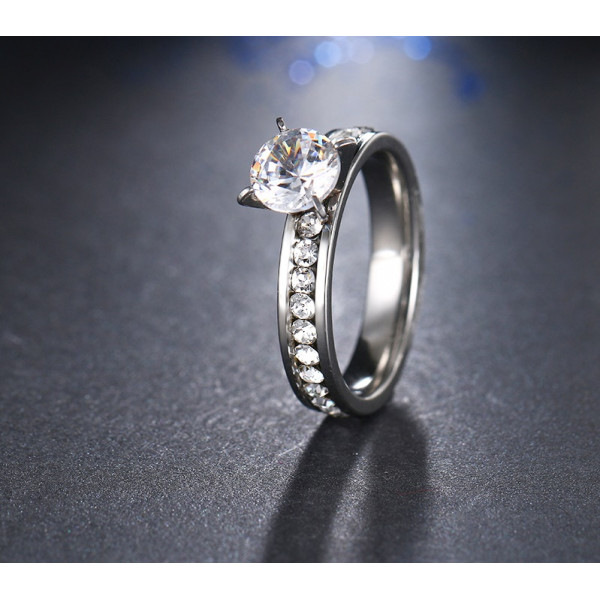 9228 Stainless Steel Rings For Women & Men Circle CZ Diamond ring