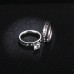 #9279 Stainless Steel Wedding Ring For Lovers IP SILVER Color Crystal CZ Couple Rings Set Men Women Engagement Wedding Rings