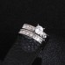 #9279 Stainless Steel Wedding Ring For Lovers IP SILVER Color Crystal CZ Couple Rings Set Men Women Engagement Wedding Rings