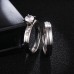 #9279 Stainless Steel Wedding Ring For Lovers IP SILVER Color Crystal CZ Couple Rings Set Men Women Engagement Wedding Rings