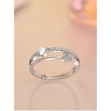 9305 SILVER LAYERED HEARTS ADJUSTABLE AD RING