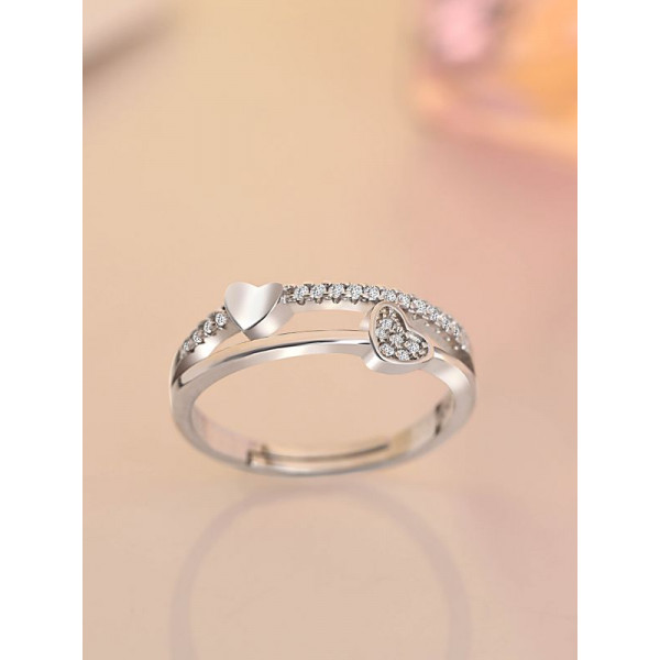 9305 SILVER LAYERED HEARTS ADJUSTABLE AD RING 9305 SILVER LAYERED HEARTS ADJUSTABLE AD RING