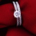 9074 Silver Ring Pair Women's Jewellery Crystal Wedding Engagement Head Panel