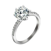 #9070 Girls Wedding Engagement Jewelry Bridal Ring Zircon Silver Plated Ring