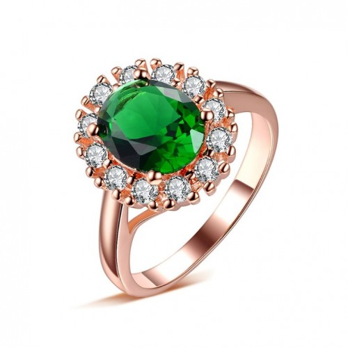 9036 Latest Fashion Retro Palace Luxury Crystal Green Gems Decorative Ring